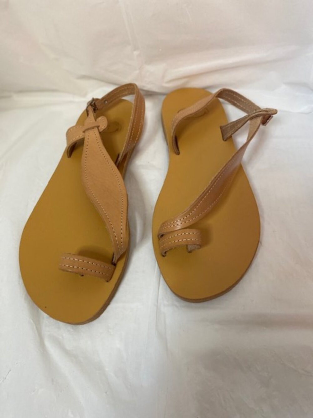 Authentic Made in Greece Handmade Leather Toe Loop Sandals | Size 39 (US 8)